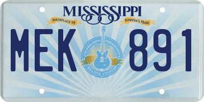 MS license plate MEK891