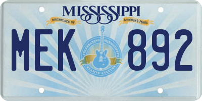 MS license plate MEK892