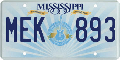 MS license plate MEK893
