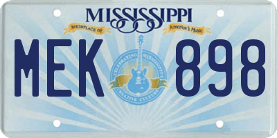 MS license plate MEK898