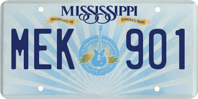 MS license plate MEK901