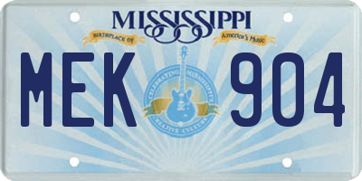 MS license plate MEK904