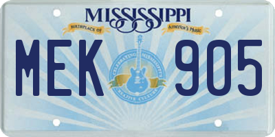 MS license plate MEK905