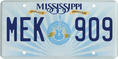 MS license plate MEK909