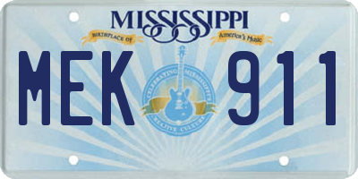 MS license plate MEK911