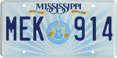 MS license plate MEK914