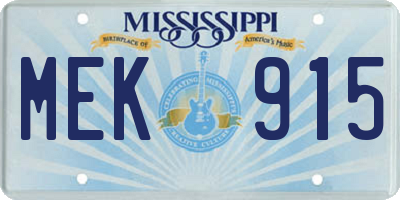MS license plate MEK915