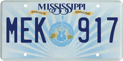 MS license plate MEK917