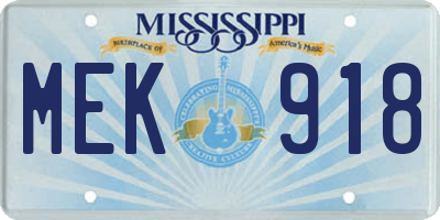 MS license plate MEK918