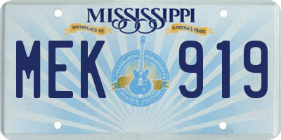 MS license plate MEK919
