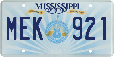 MS license plate MEK921