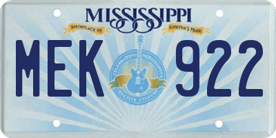 MS license plate MEK922