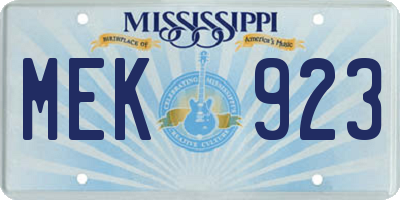 MS license plate MEK923