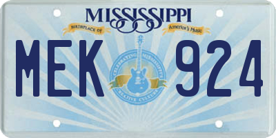 MS license plate MEK924