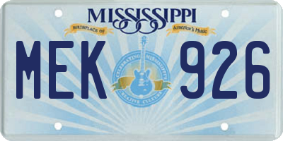 MS license plate MEK926