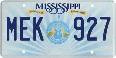 MS license plate MEK927