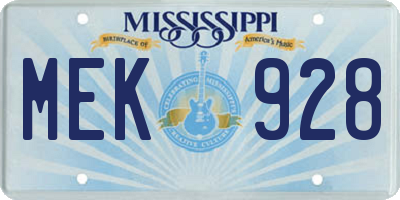 MS license plate MEK928