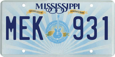 MS license plate MEK931