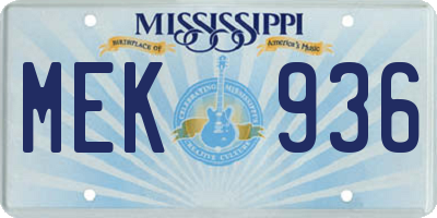 MS license plate MEK936
