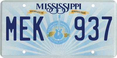 MS license plate MEK937