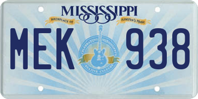 MS license plate MEK938