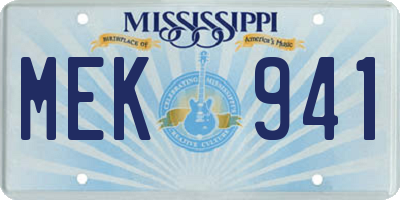 MS license plate MEK941