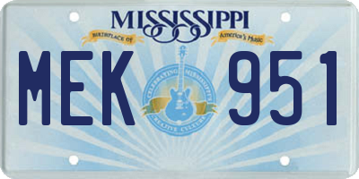 MS license plate MEK951