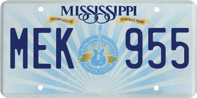 MS license plate MEK955