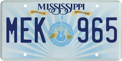 MS license plate MEK965