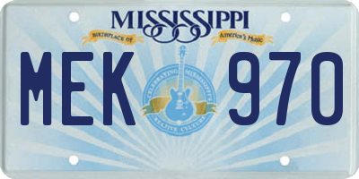 MS license plate MEK970