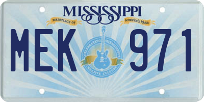 MS license plate MEK971