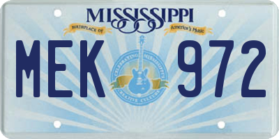 MS license plate MEK972