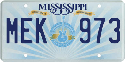 MS license plate MEK973