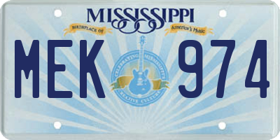 MS license plate MEK974