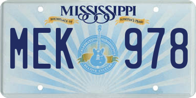 MS license plate MEK978
