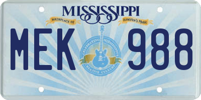 MS license plate MEK988
