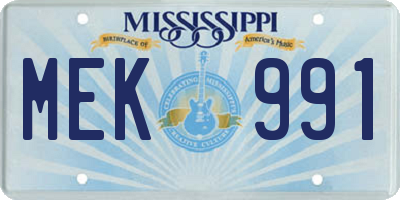 MS license plate MEK991