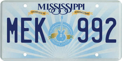 MS license plate MEK992