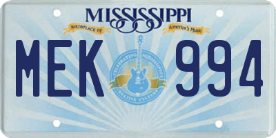 MS license plate MEK994