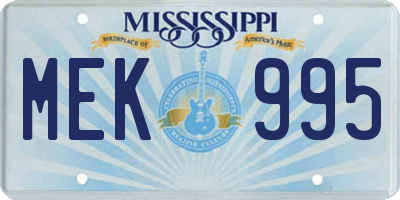 MS license plate MEK995