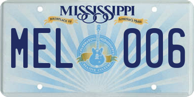 MS license plate MEL006
