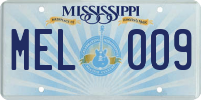 MS license plate MEL009