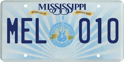 MS license plate MEL010
