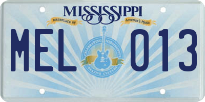 MS license plate MEL013