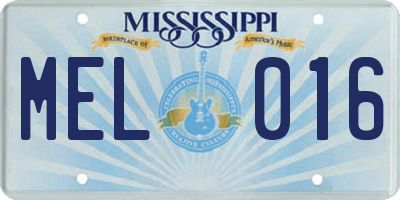 MS license plate MEL016