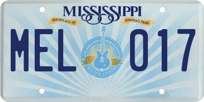 MS license plate MEL017