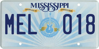 MS license plate MEL018