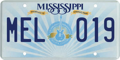 MS license plate MEL019