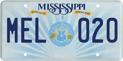 MS license plate MEL020