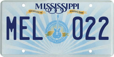 MS license plate MEL022